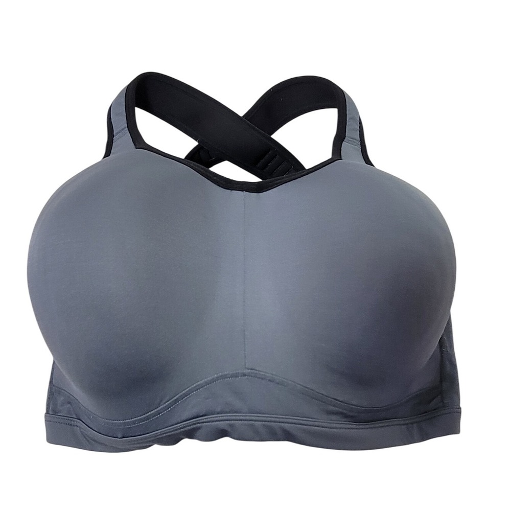 LIVI 36H Gray Full Coverage Sports Bra Cross Strap‎ Back Support Underwire